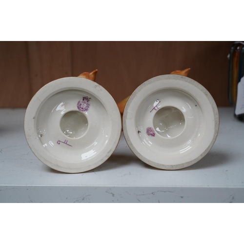 1407 - A pair of Royal Worcester blush ivory pot pourri, lacking covers, model number G11, height 9cm. Cond... 