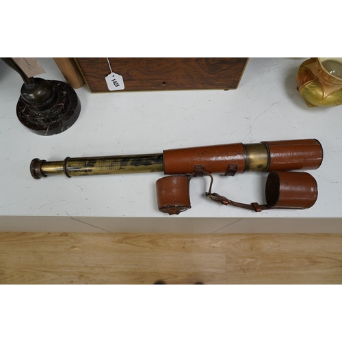 1427 - A brass three draw military telescope, marked ABL 1950 Tel. Sgn. Mk VI. V6-OS 717 GA No 049. Condi... 