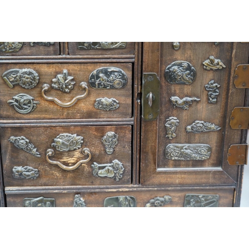 1430 - A late 19th century Japanese desk top dansu cabinet, 33.5x 29cm. Condition - fair