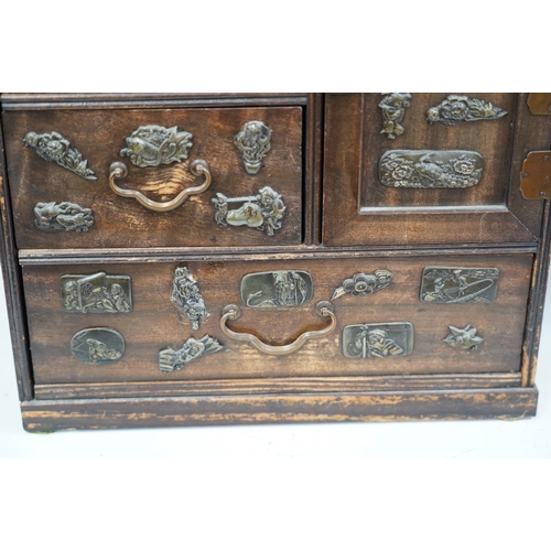 1430 - A late 19th century Japanese desk top dansu cabinet, 33.5x 29cm. Condition - fair