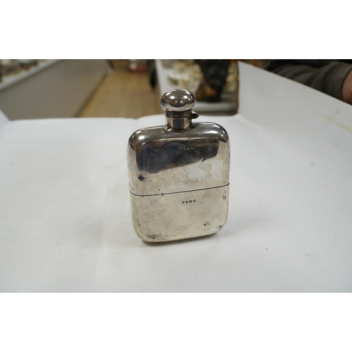 1844 - A George V silver hip flask, by Charles S. Green & Co, Birmingham, 1917, 14.5cm. Condition - poor... 