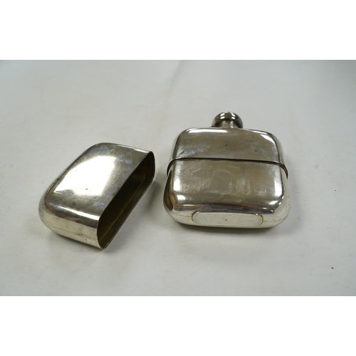 1844 - A George V silver hip flask, by Charles S. Green & Co, Birmingham, 1917, 14.5cm. Condition - poor... 