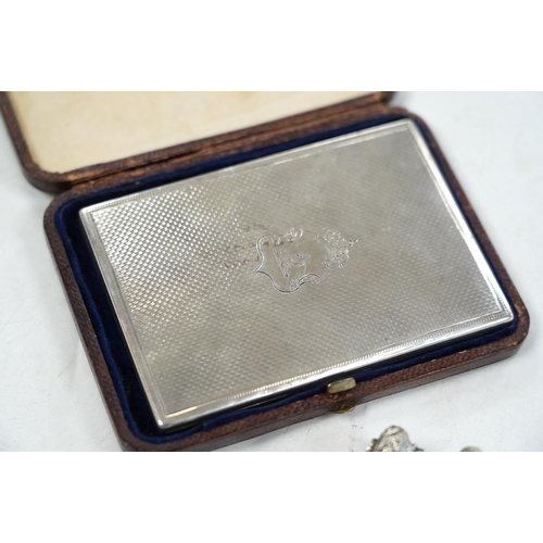 1858 - A Victorian silver mounted card purse, by Frederick Marson, Birmingham, 1859, 97mm, in a fitted case... 