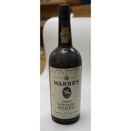 272 - A Frank Schoonmakers Selection Warres 1960 Vintage bottle of port. Condition - fair.