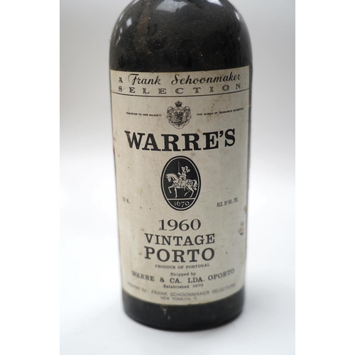 272 - A Frank Schoonmakers Selection Warres 1960 Vintage bottle of port. Condition - fair.