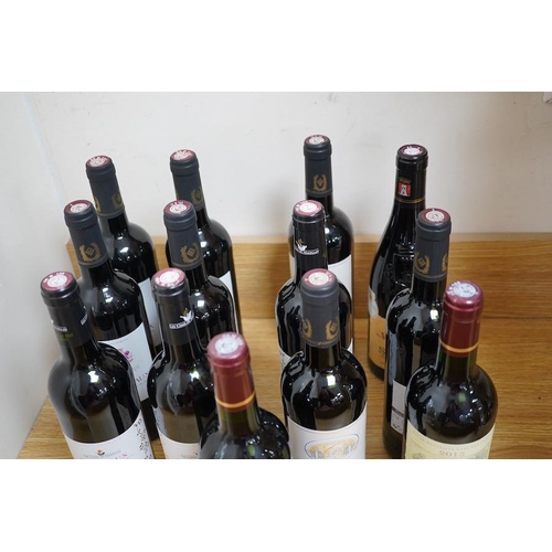 284A - A group of thirteen bottles of various wines including Bordeaux Chateau de Civrac, Medoc Appellation... 