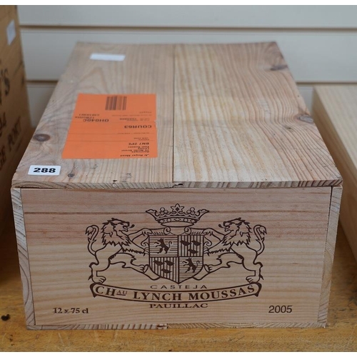 288 - A sealed case of twelve bottles of 2005 Chateau Lynch Moussas, Pauillac, in OWC, purchased en primeu... 