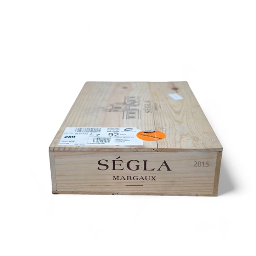 289 - A sealed case of six bottles of Chateau Rauzan Segla 2015. Condition - good