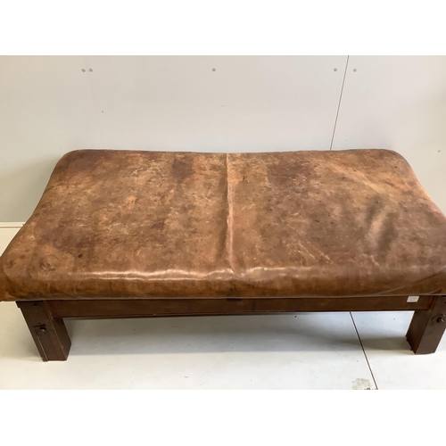 62 - A Contemporary rectangular brown leather stool, width 178cm, depth 90cm, height 50cm. Condition - fa... 