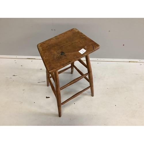 65 - A Victorian beech clerk's stool, width 38cm, height 75cm. Condition - fair