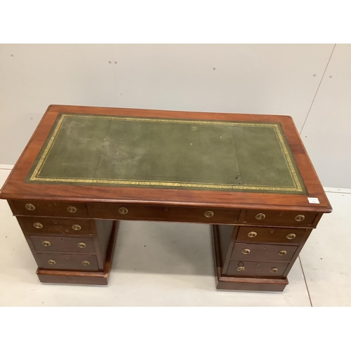 75 - A Victorian mahogany pedestal desk, width 135cm, depth 70cm, height 75cm. Condition - good