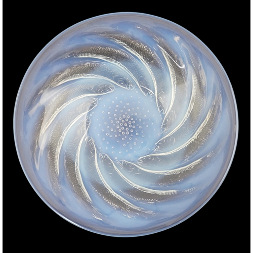 269 - An R. Lalique Poissons opalescent glass dish, etched mark R. Lalique France, 29.5cm diameter