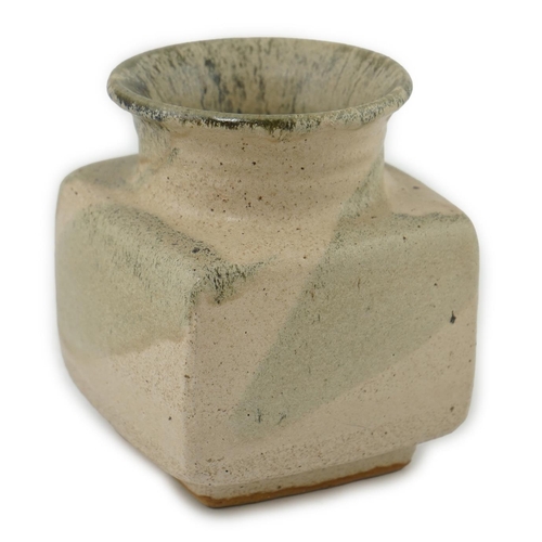 272 - Pierre Culot (Belgian, 1938-2011), a square stoneware vase, with mottled grey beige glaze, impressed... 