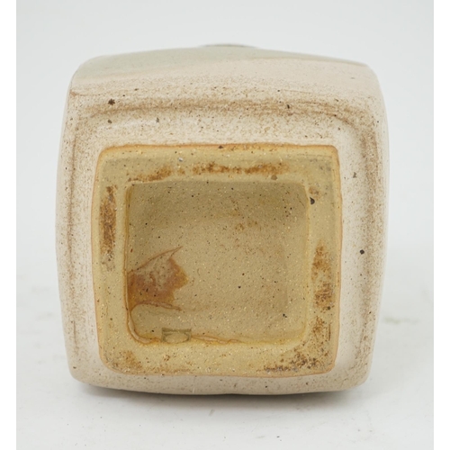 272 - Pierre Culot (Belgian, 1938-2011), a square stoneware vase, with mottled grey beige glaze, impressed... 