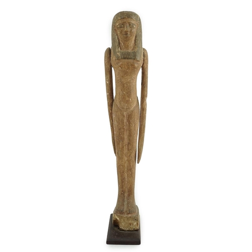 33 - An Egyptian painted gesso and wood portrait statuette of a woman, probably Middle Kingdom, 12th dyna... 