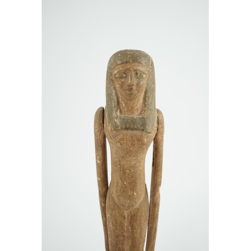 33 - An Egyptian painted gesso and wood portrait statuette of a woman, probably Middle Kingdom, 12th dyna... 