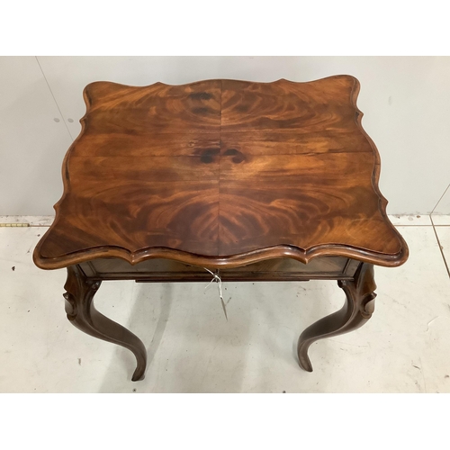 63 - A 19th century French mahogany work table, with fitted interior and silks box, width 57cm, height 75... 