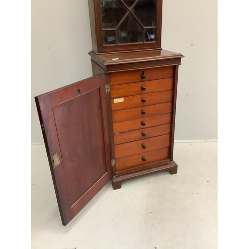 67 - An Edwardian inlaid mahogany bookcase / collector's cabinet of narrow proportions, width 51cm, depth... 