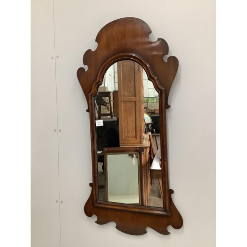 82 - A George I style walnut fret framed wall mirror, width 55cm, height 113cm. Condition - fair to good... 