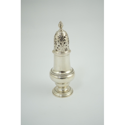 10 - An early George III silver baluster sugar caster by Daniels & Mince, London, 1766, 17.2cm, 8.1oz.... 