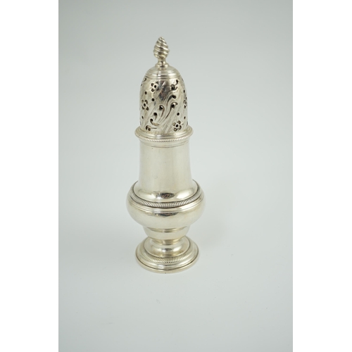 10 - An early George III silver baluster sugar caster by Daniels & Mince, London, 1766, 17.2cm, 8.1oz.... 