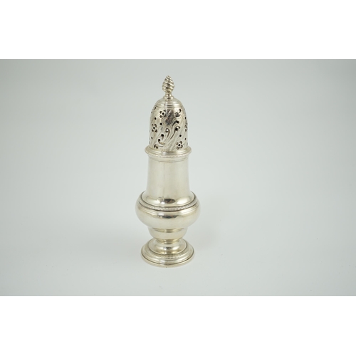 10 - An early George III silver baluster sugar caster by Daniels & Mince, London, 1766, 17.2cm, 8.1oz.... 