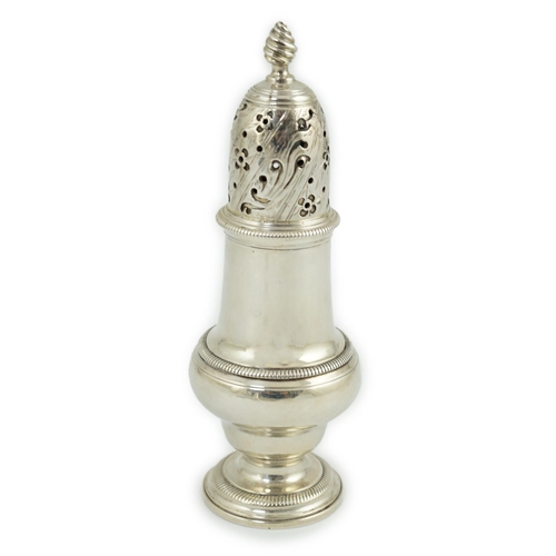 10 - An early George III silver baluster sugar caster by Daniels & Mince, London, 1766, 17.2cm, 8.1oz.... 