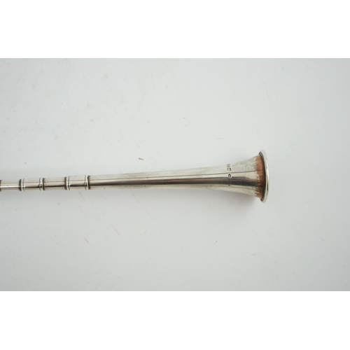 127 - A cased George V silver hunting horn, by Samson Mordan & Co, Chester, 1913, 30.2cm.