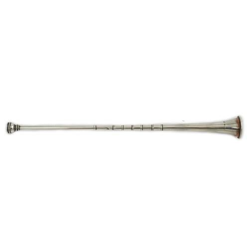 127 - A cased George V silver hunting horn, by Samson Mordan & Co, Chester, 1913, 30.2cm.