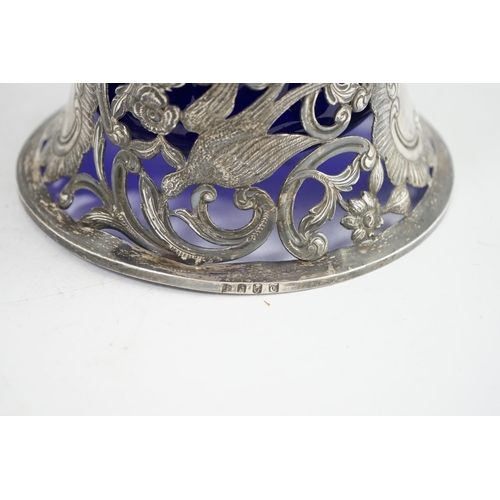 131 - A George IV Irish pierced silver dish ring by Edward Johnson Ltd, decorated with birds and scrolls, ... 