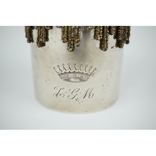 139 - An Elizabeth II silver mounted cigarette box by Grant MacDonald Silversmiths, of cylindrical form, w... 