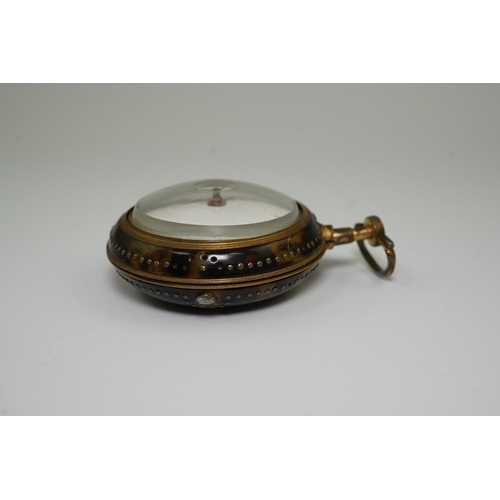 154 - A George III pair cased gold plated keywind verge pocket watch, with a tortoiseshell outer case, by ... 