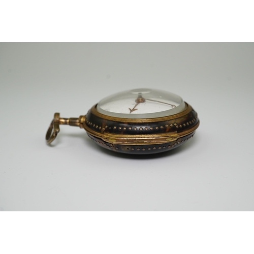 154 - A George III pair cased gold plated keywind verge pocket watch, with a tortoiseshell outer case, by ... 