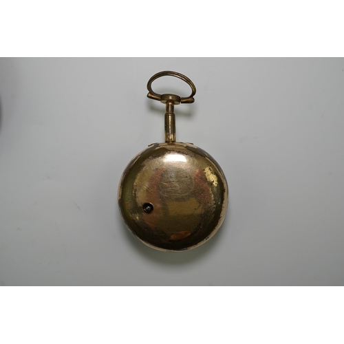 154 - A George III pair cased gold plated keywind verge pocket watch, with a tortoiseshell outer case, by ... 