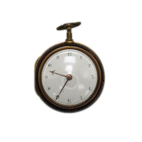 154 - A George III pair cased gold plated keywind verge pocket watch, with a tortoiseshell outer case, by ... 