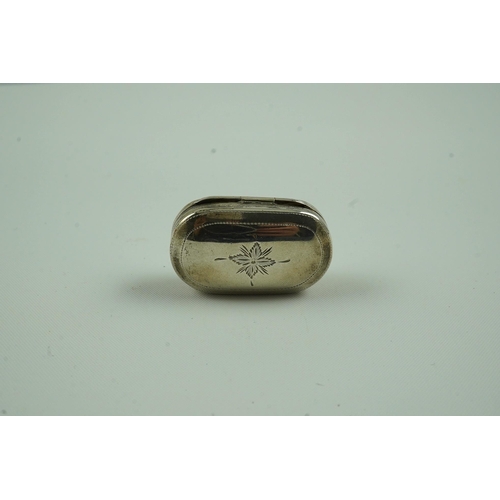 16 - A George III silver ovoid vinaigrette by Joseph Wilmore, with damaged grille, Birmingham, 1818, 32mm... 