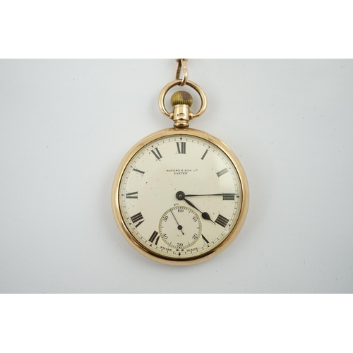 164 - A George V 9ct gold Zenith open face keyless pocket watch, with Roman dial and subsidiary seconds, c... 