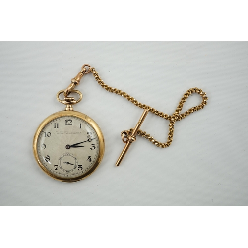 168 - A George V 9ct gold open face dress pocket watch, retailed by William Greenwood & Sons, together wit... 