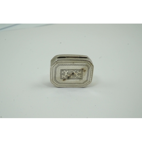 17 - A George III engraved silver vinaigrette by Samuel Pemberton, of rectangular form with canted corner... 