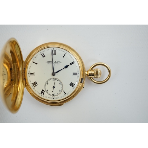 171 - A George V 18ct gold hunter minute repeating lever pocket watch, by Ashley & Sims of Clerkenwell, wi... 