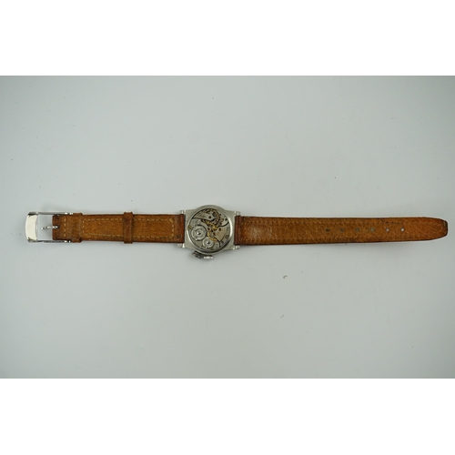 176 - A gentleman's mid 1940's steel Longines Weems U.S Patent Army Pilot's manual wind wrist watch, with ... 