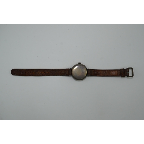 181 - A gentleman's mid 1920's silver Rolex half hunter manual wind wrist watch, with enamelled Arabic cha... 