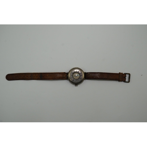 181 - A gentleman's mid 1920's silver Rolex half hunter manual wind wrist watch, with enamelled Arabic cha... 