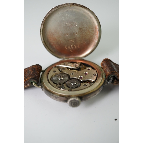 181 - A gentleman's mid 1920's silver Rolex half hunter manual wind wrist watch, with enamelled Arabic cha... 