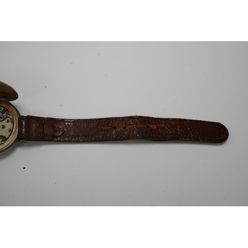 181 - A gentleman's mid 1920's silver Rolex half hunter manual wind wrist watch, with enamelled Arabic cha... 