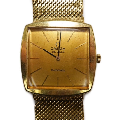 183 - A gentleman's early 1960's 18ct gold Omega De Ville automatic dress wrist watch, on integral Omega 1... 