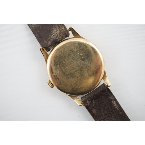 188 - A gentleman's early 1940's 9ct gold Omega manual wind wrist watch, with Arabic dial and subsidiary s... 