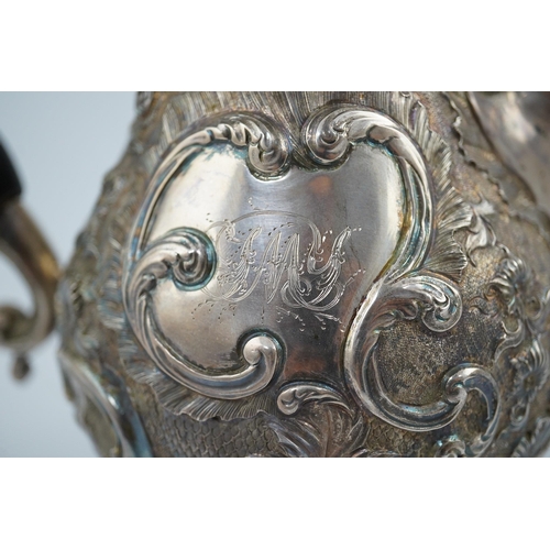 23 - A George III silver coffee pot, by Aldridge & Green, with later embossed decoration, of baluster for... 