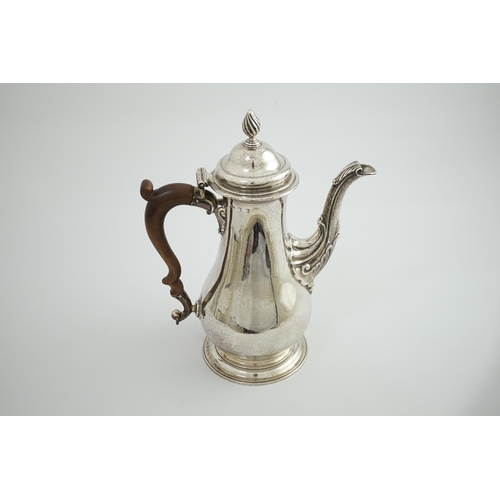 29 - An early George III silver coffee pot, by Gurney & Cook, of baluster form, London, 1761, height 27.5... 