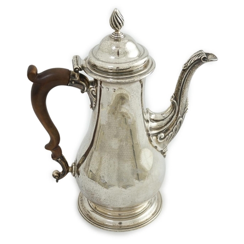 29 - An early George III silver coffee pot, by Gurney & Cook, of baluster form, London, 1761, height 27.5... 